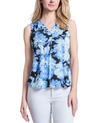 Jones New York - Women's Moss Crepe Pleat-Front Top