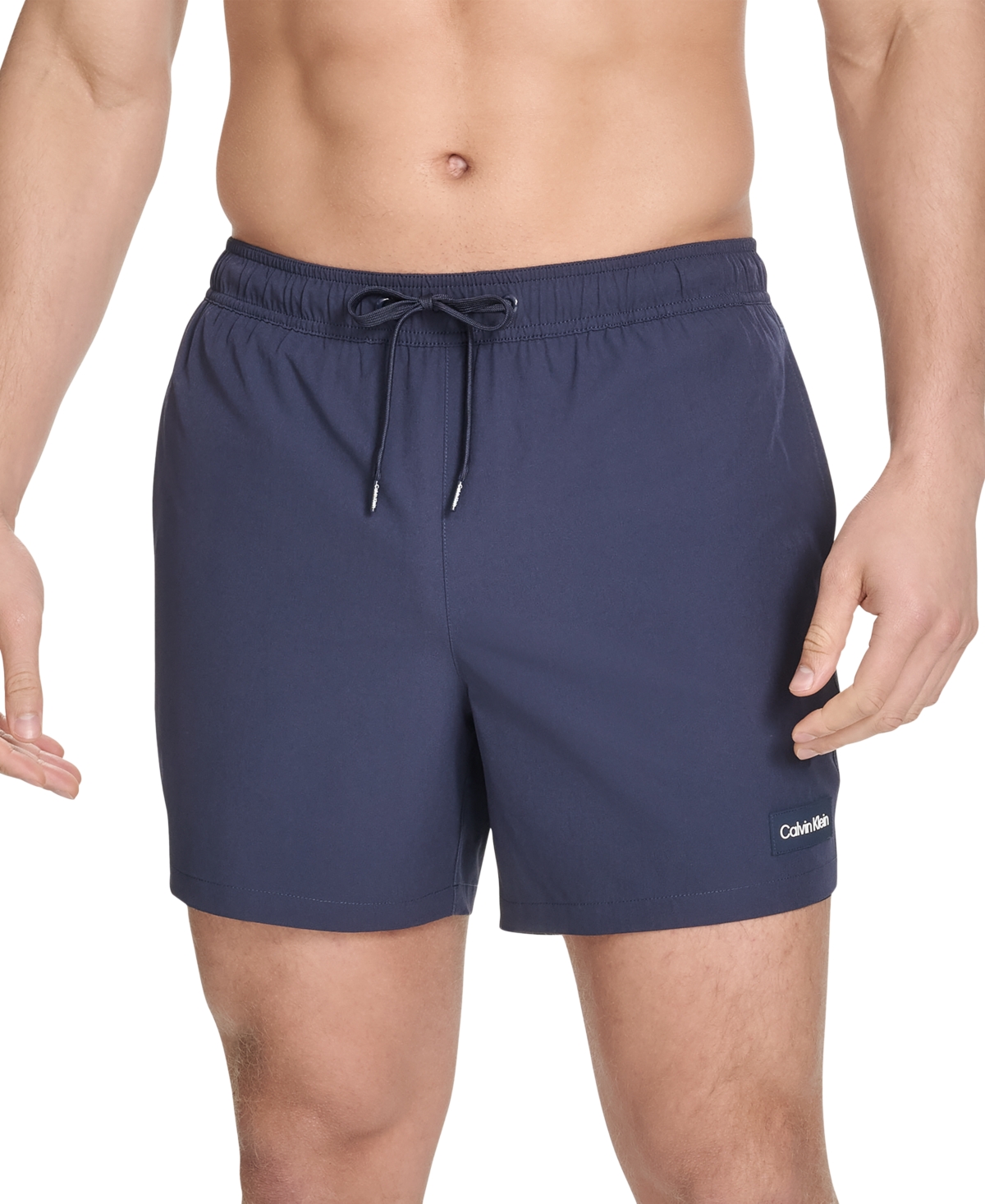 CALVIN KLEIN MEN'S CORE EURO REGULAR-FIT QUICK-DRY 5" SWIM TRUNKS WITH COMPRESSION SHORT LINER 