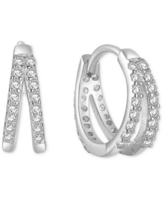 BEN ONI - Sterling Silver Extra-Small Pav&eacute; Split Hoop Earrings, 0.31"