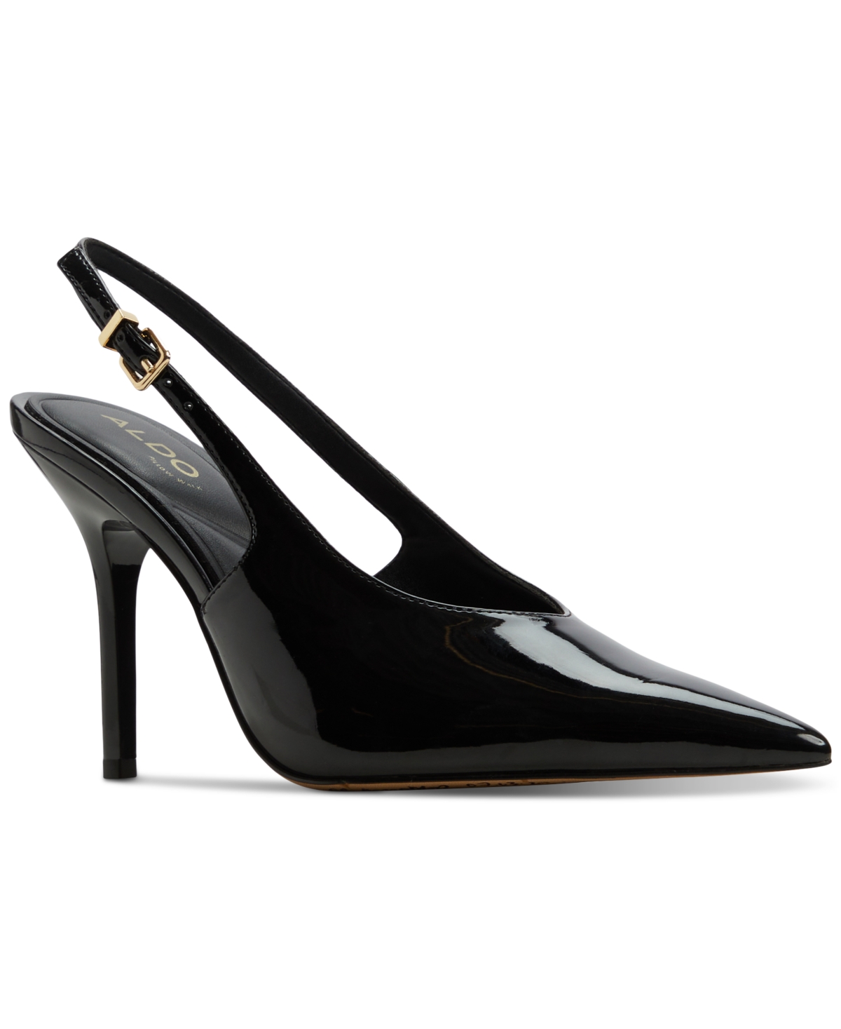 Aldo Lysandre Slingback Pointed Toe Pump In Black Patent