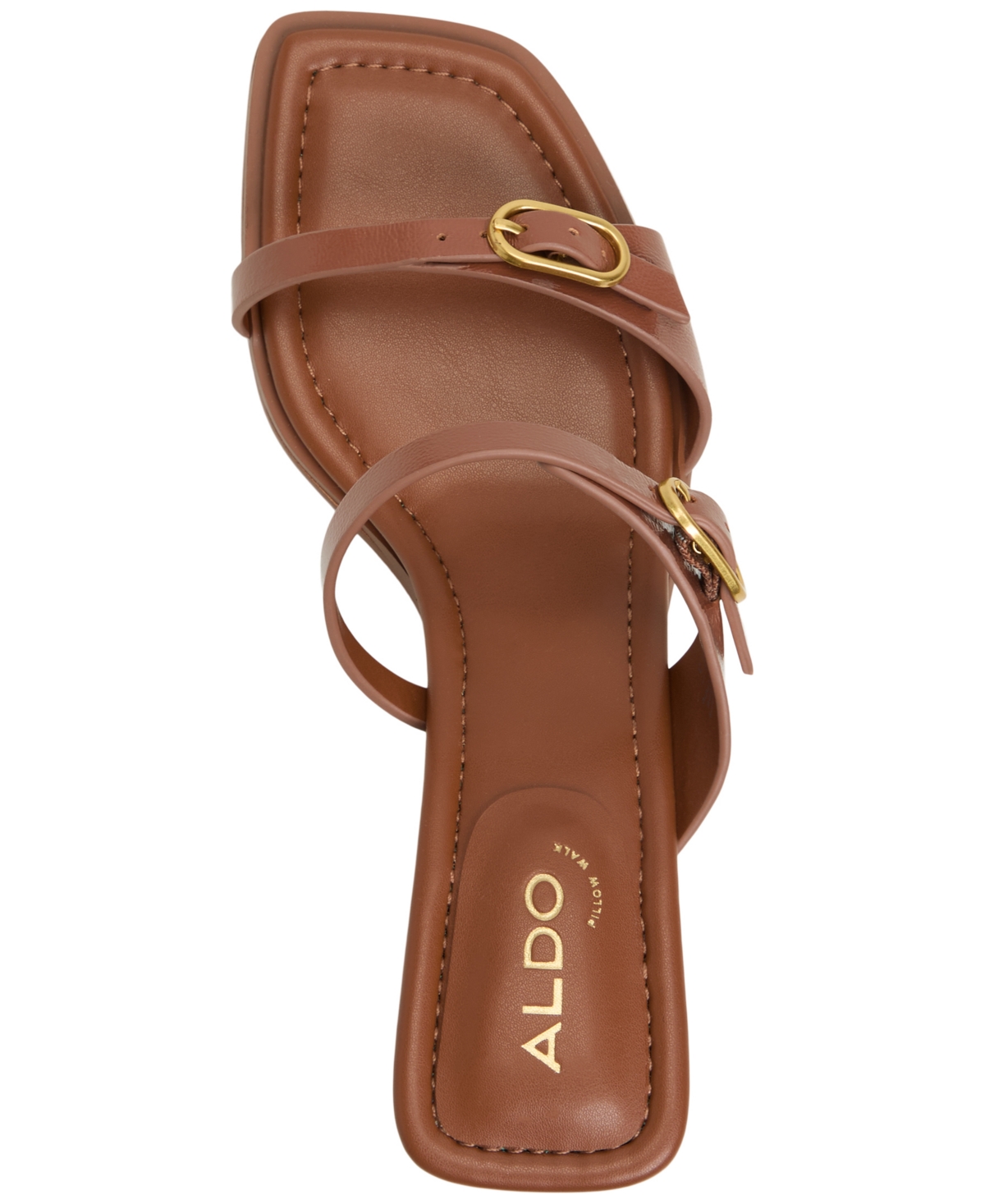 Shop Aldo Women's Maymay Buckle Double Band Block-heel Slide Sandals In Walnut