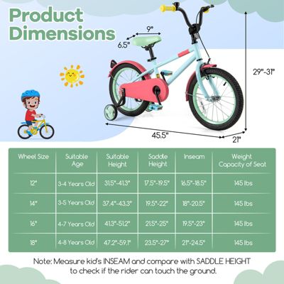 Kids Bike with Adjustable Handlebar and Saddle for 4-8 Years Old