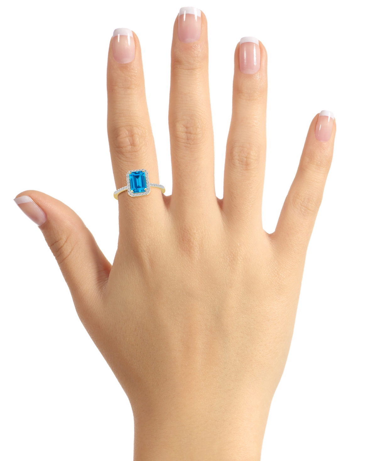 Macy's Blue Topaz (2 Ct. T.w.) & Lab Created White Sapphire (1/4 Ct. T.w.) Statement Ring In 10k Yellow Gol In Blue Topaz,gold