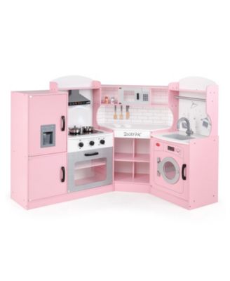 Corner Kids Play Kitchen with Washing Machine & Ice Maker Perfect Gift for Creative Play