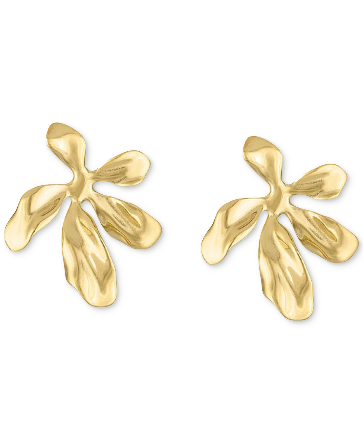 Stainless Steel Sculptural Flower Drop Earrings - Silver