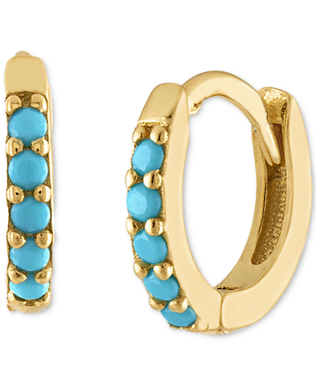 Alex Cubic Zirconia Huggie Hoop Earrings - Silver/Turquoise