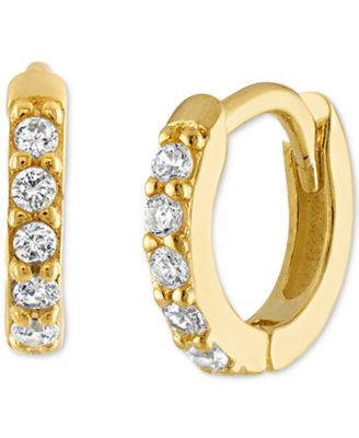 BEN ONI - Alex Cubic Zirconia Huggie Hoop Earrings in Gold over Sterling Silver