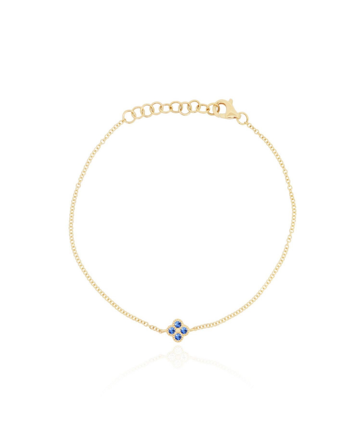 Blue Sapphire Single Clover Bracelet 14K Gold - Blue sapphire