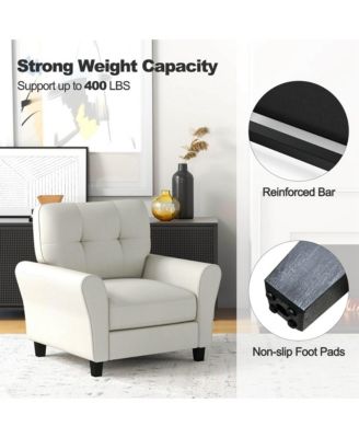 1-Pc Upholstered Mid-Century Accent Chair with Rubber Wood Legs – Armchair