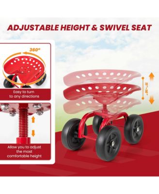Rolling Garden Cart Heavy Duty Workseat with 360° Swivel Seat & Adjustable Height