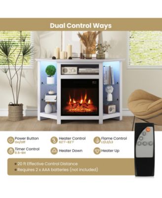 Fireplace Corner TV Stand with LED Lights and Smart APP Control for TV