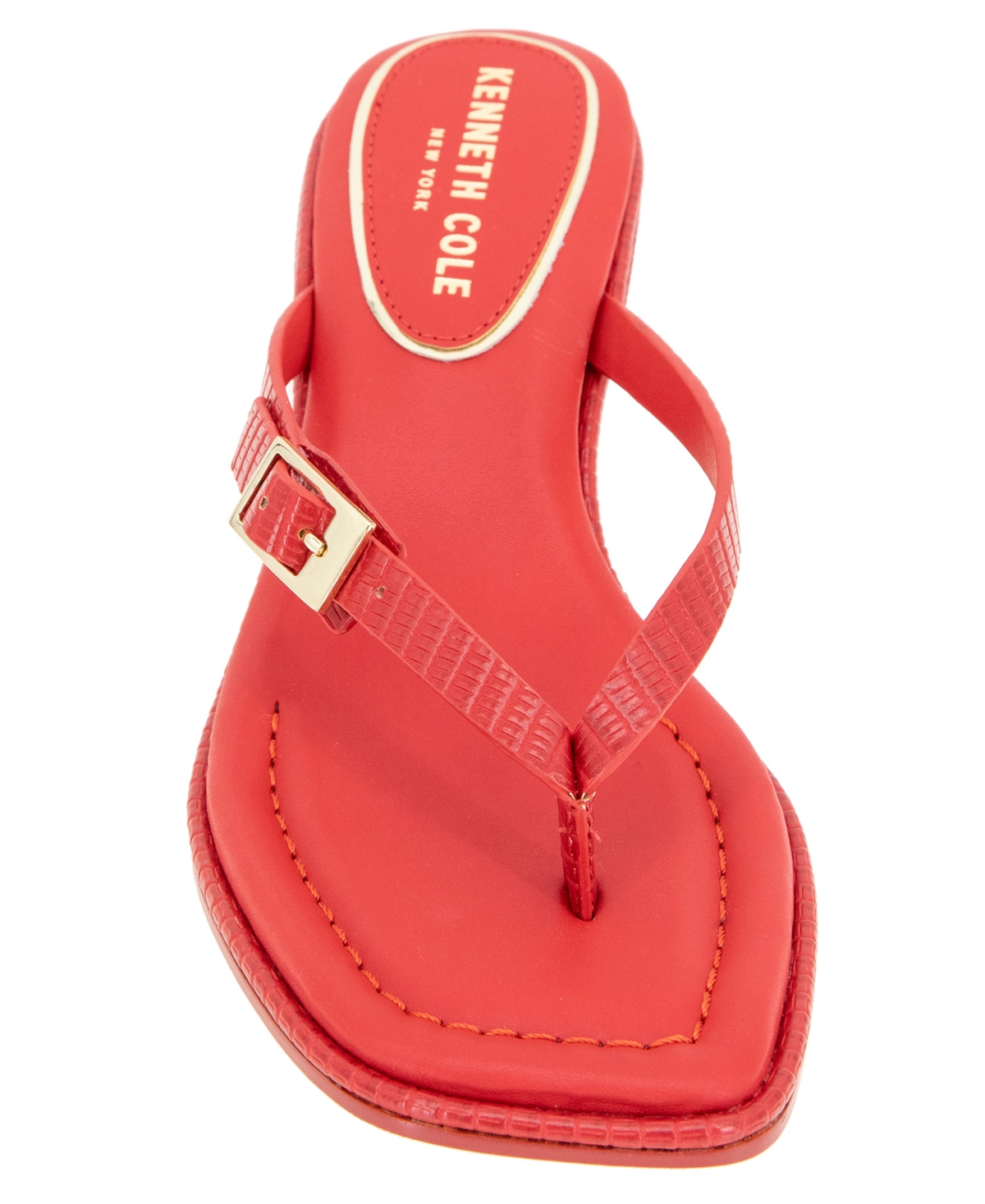 Shop Kenneth Cole New York Women's Gillie Kitten Heel Sandals In Red Lizard