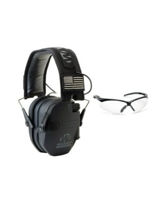 Walker s Razor Slim Electronic Muff (Black Patriot Version) with Glasses (Clear)