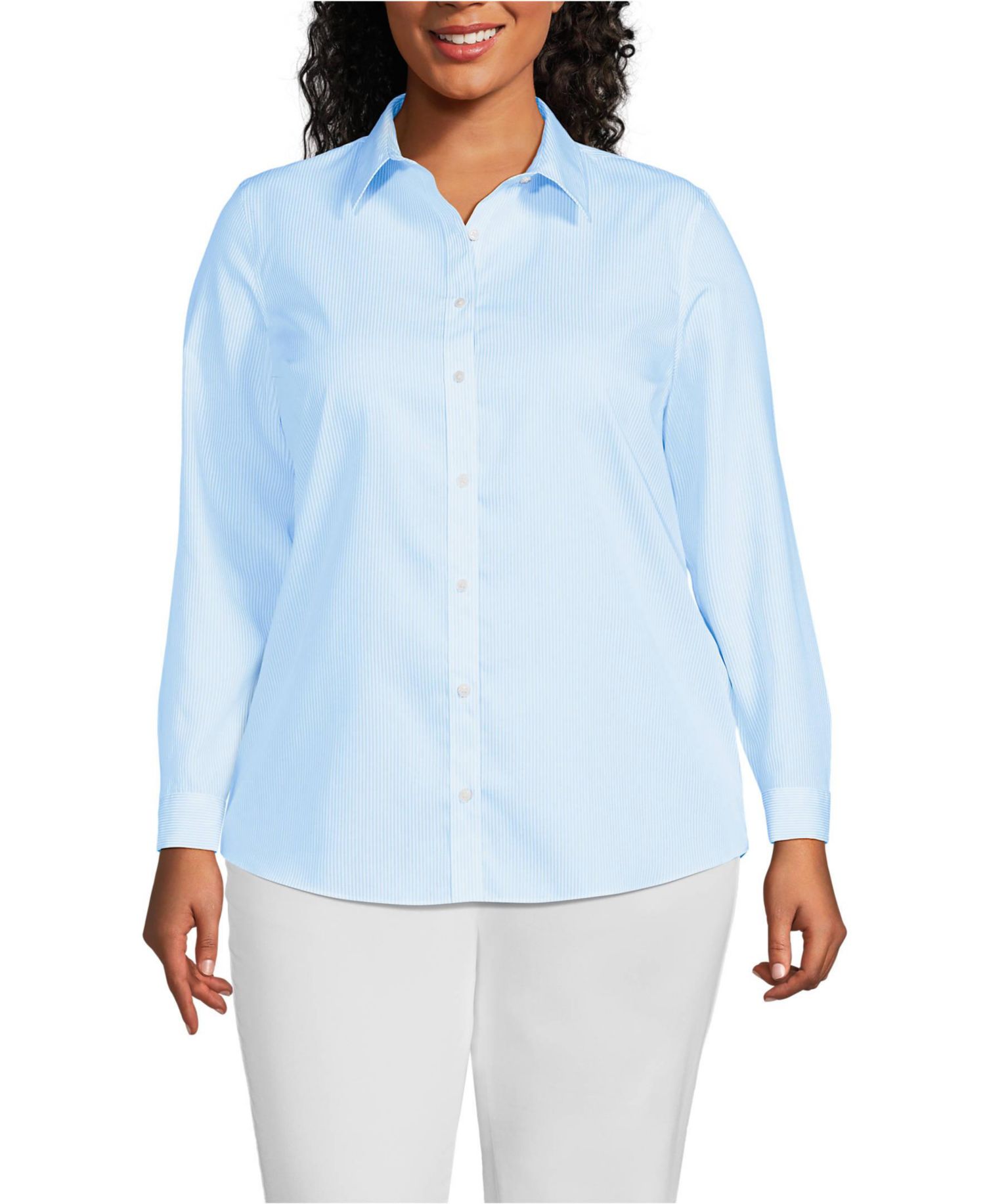 Plus Size No Iron Button Front Shirt