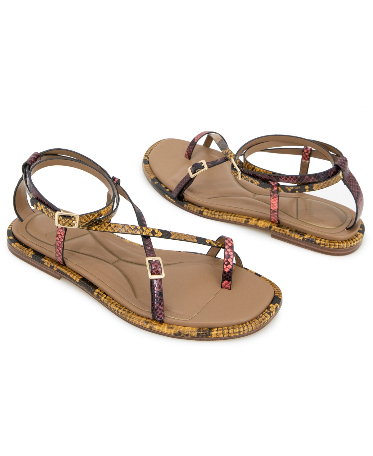Kenneth Cole New York Women's Paros Square Toe Flat Sandals In Multi Postal Snake