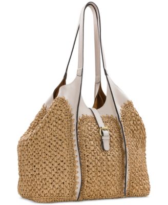 Santorini Medium Woven Straw Satchel Handbag