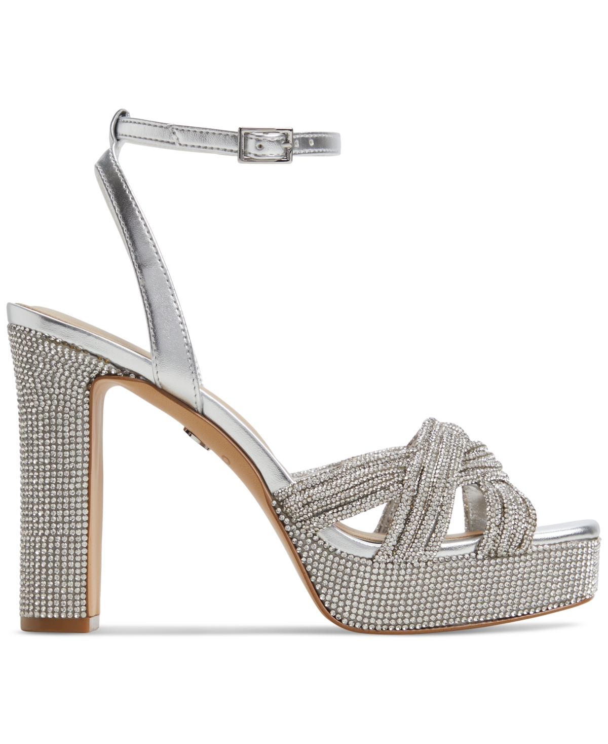 Shop Aldo Women's Shimma Rhinestone Platform Dress Sandals In Silver Metallic