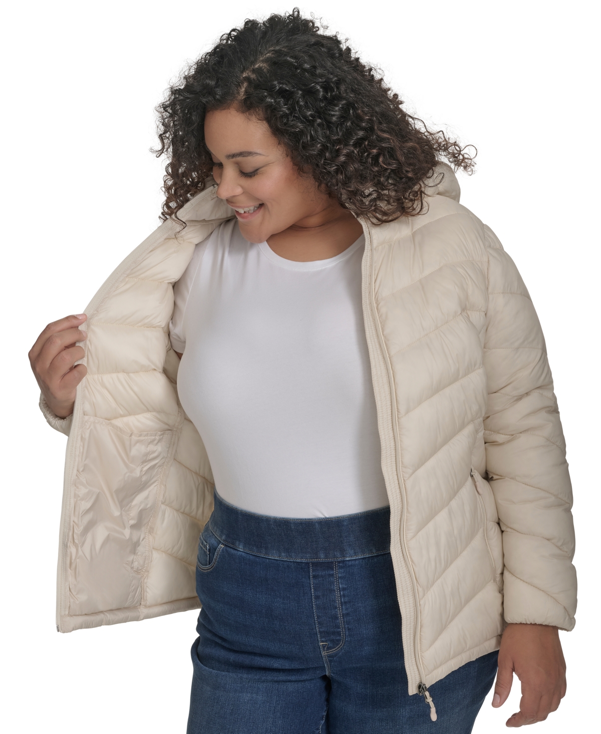 CHARTER CLUB PLUS SIZE PACKABLE HOODED PUFFER COAT, CREATED FOR MACY'S 