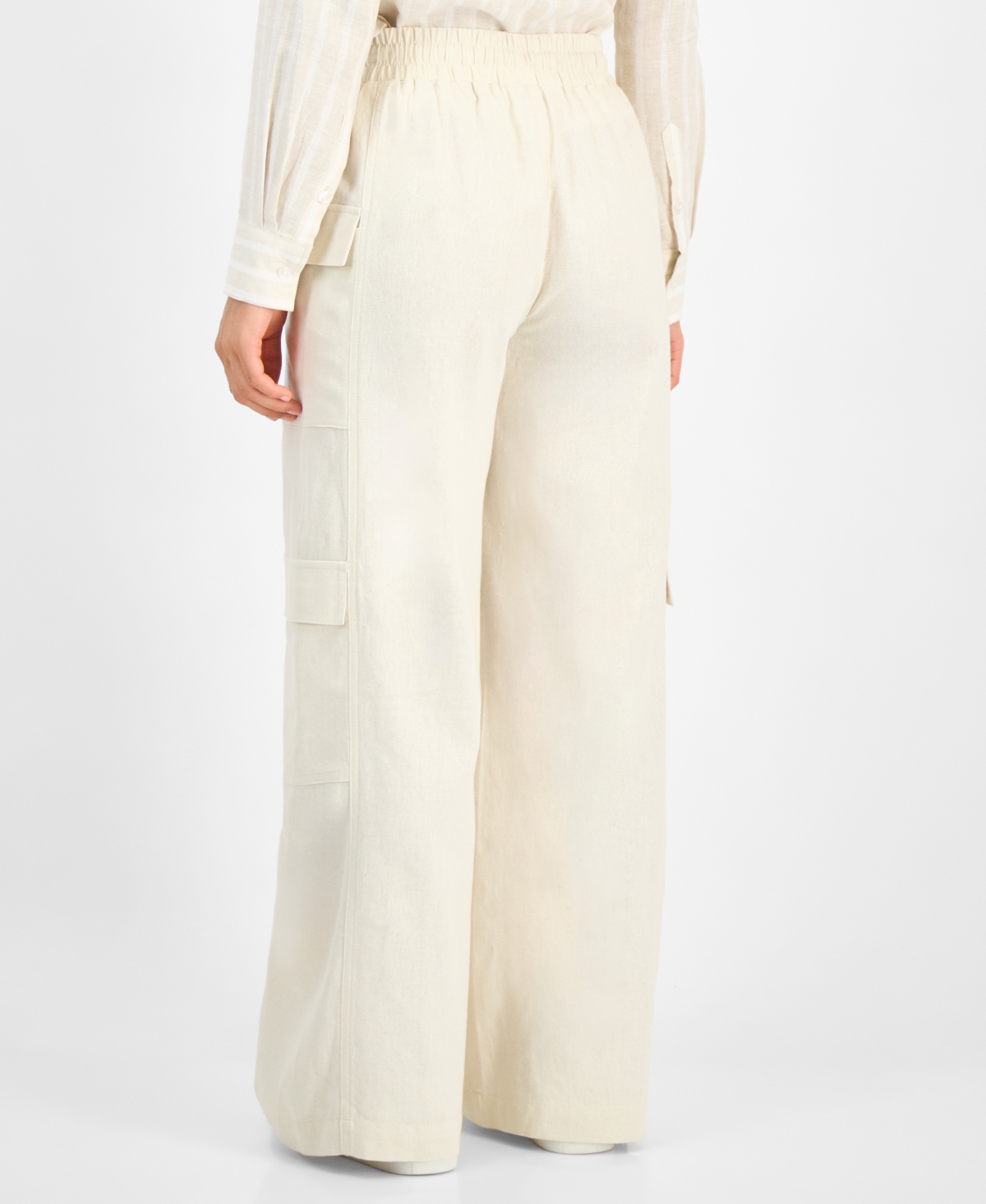 Dkny Jeans Petite High Rise Drawstring-waist Cargo Pants In Light City Khaki