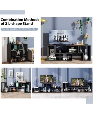 3 Pieces TV Console Stand Modern Entertainment Center Storage Bookcase