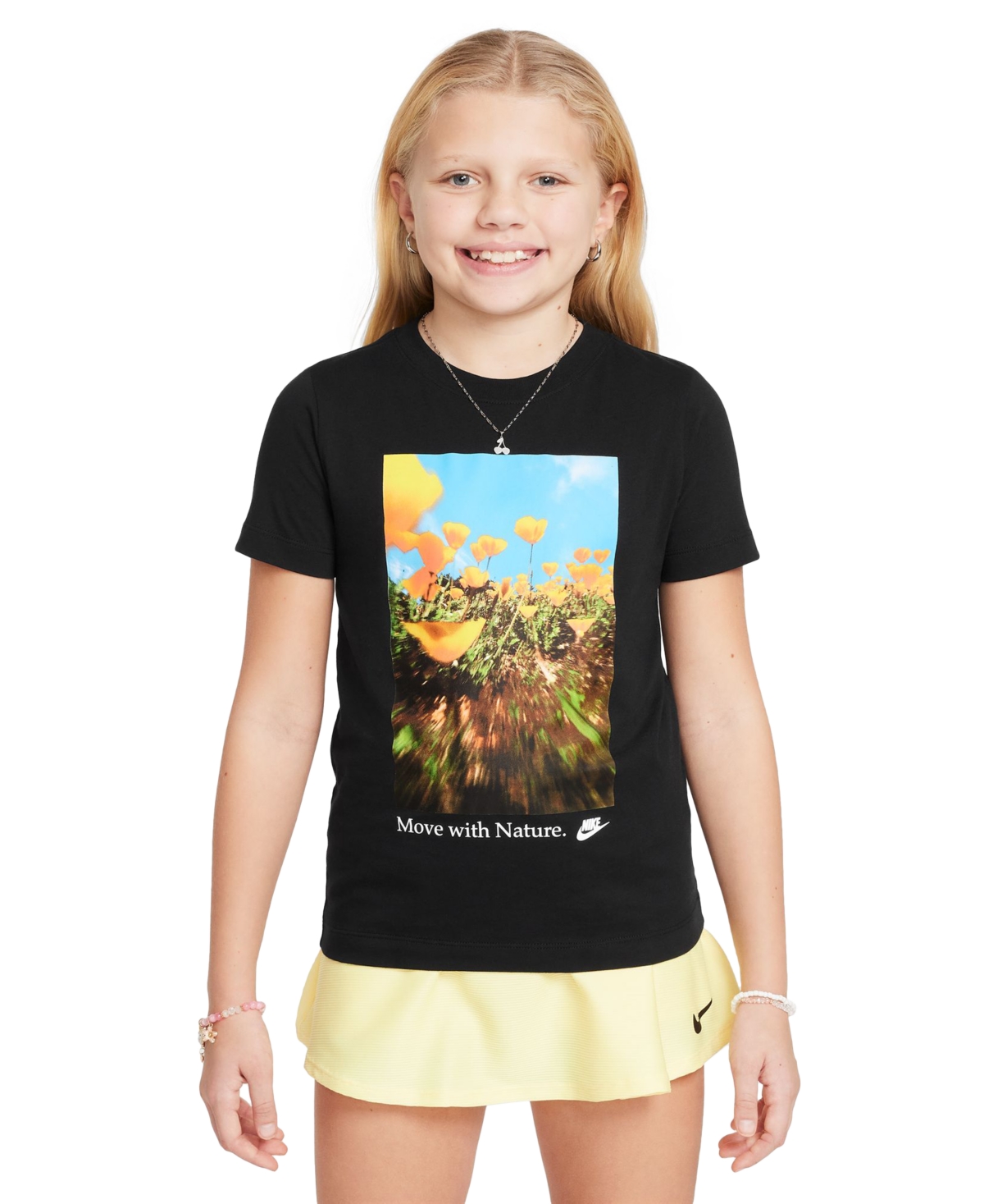 Nike Big Kids Sportswear Printed Crewneck T-shirt In Black