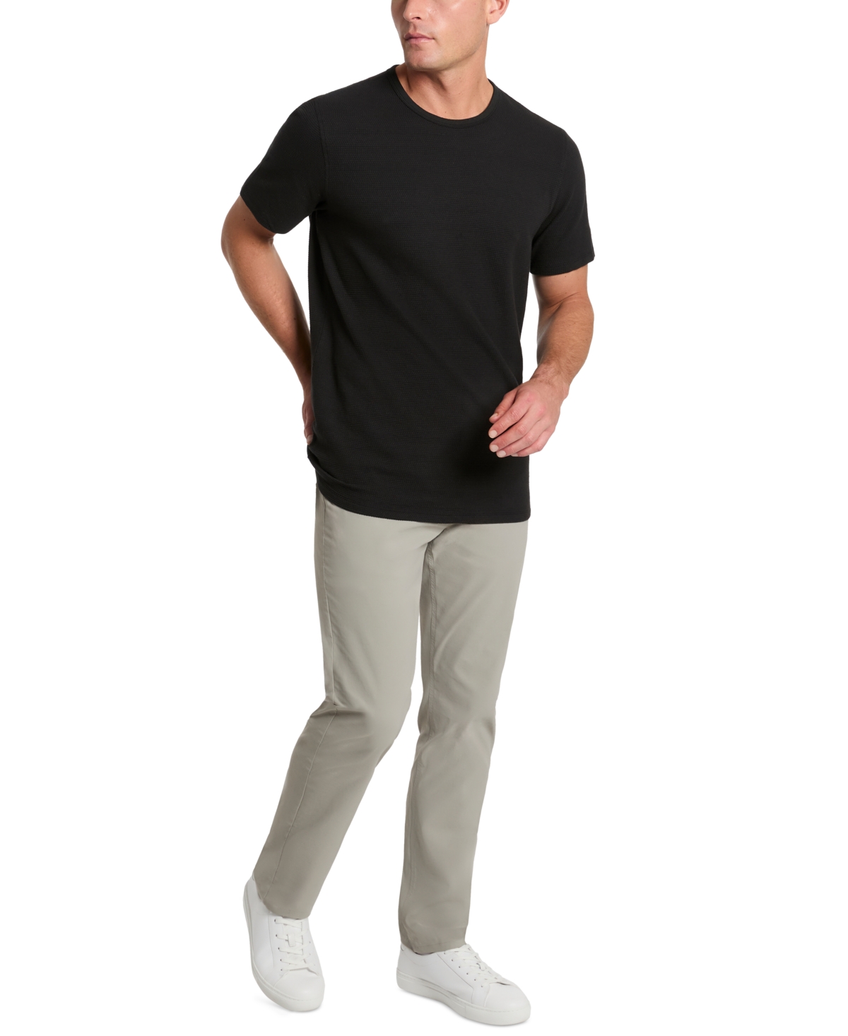 Kenneth Cole Men's Slim-fit Textured T-shirt In Black
