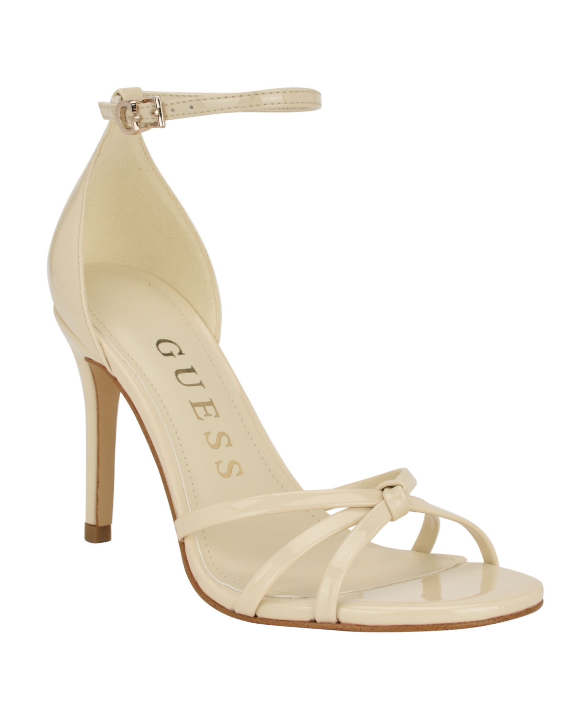 Guess Spring Ankle Strap Sandal In Ivory Patent