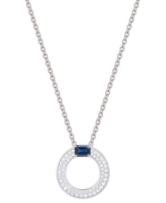 Macy's - Sapphire (1/4 ct. t.w.) & Diamond (1/4 ct. t.w.) Circular Pendant 18" Necklace in 14k White Gold