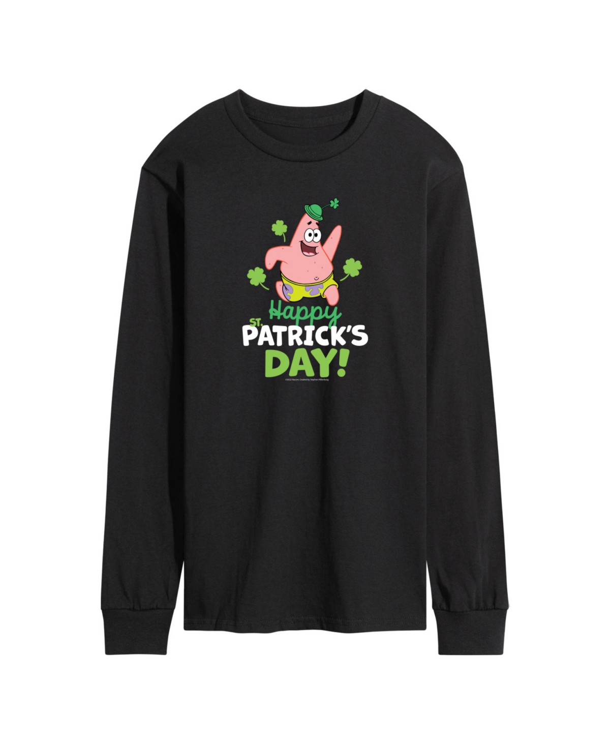 Airwaves Men's Spongebob Squarepants Happy Patrick's Day Long Sleeve T-shirt In Black