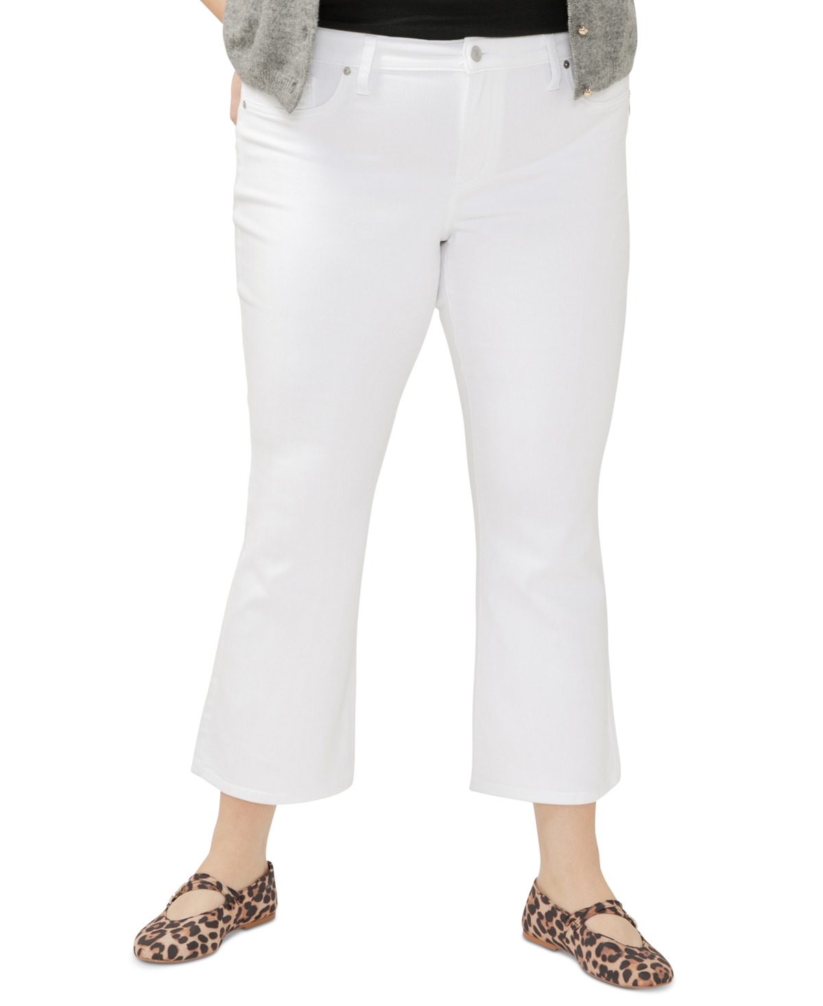 Plus Size Suki Mid Rise Curvy Fit Kick Flare Jeans - White