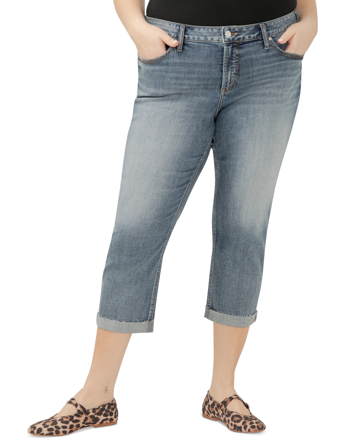 Silver Jeans Co. Plus Size Elyse Mid-rise Comfort Fit Capri In Indigo