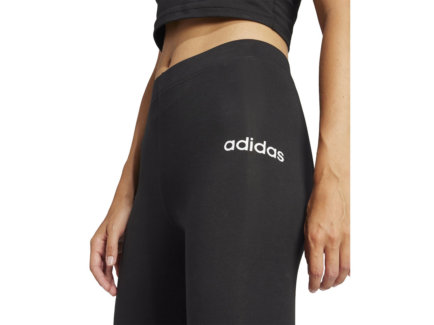 Женские спортивные леггинсы adidas с логотипом на бедре, длинные, цвет: Чёрный — фото 6