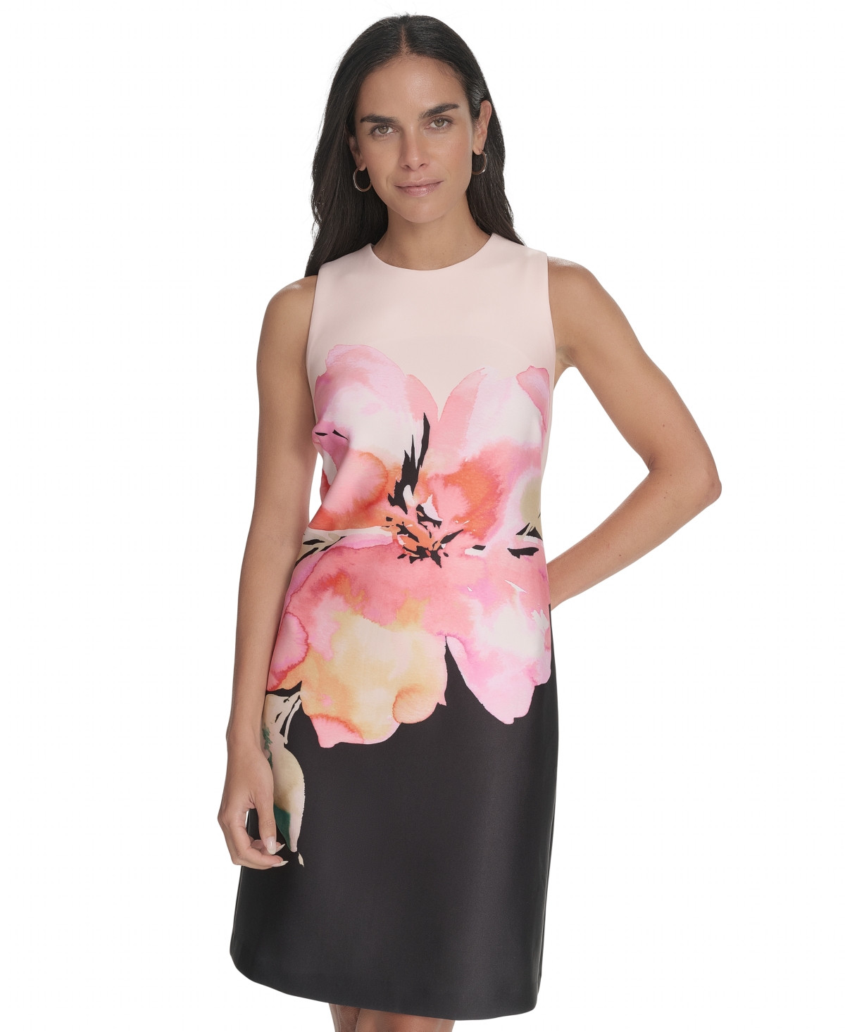 Calvin Klein Petite Floral-print Sheath Dress In Tulip Multi