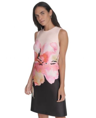 Calvin Klein Women's Floral Sleeveless Scuba Sheath Dress - Macy's