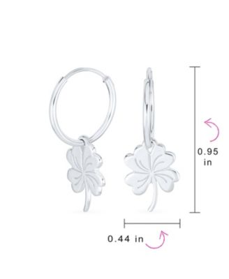 Luck of the Irish Shamrock Mini Hoop Huggie Earrings in Sterling Silver