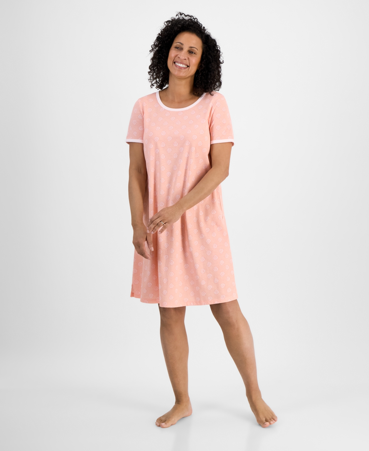 Women's Printed Short-Sleeve Sleepshirt, Exclusively at Macy's - Spring Garden