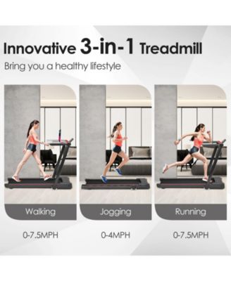3-in-1 Folding Treadmill with Large Desk and LCD Display