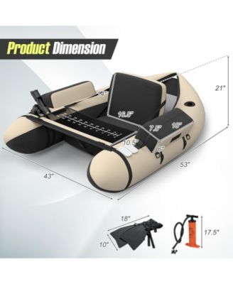 Inflatable Fishing Float Tube with Pump Storage Pockets and Fish Ruler