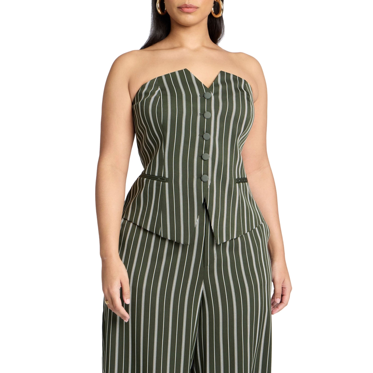 Women's Suiting Bustier - Green stripe