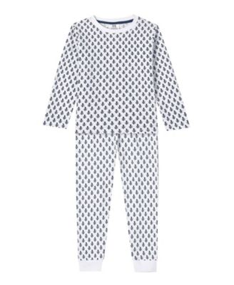 Little Boys Organic Cotton 2PC Pajama Set, Fort (Blue & White)