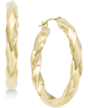 image of Square Twist Hoop Earrings in 10k Gold