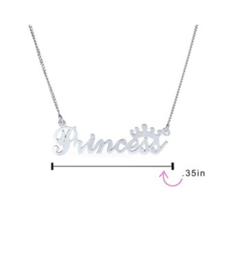 Crown & Princess Word Necklace Pendant Daughter .925 Sterling Silver