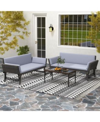 Outdoor Convertible Sofa Daybed with Adjustable Armrests for Balcony