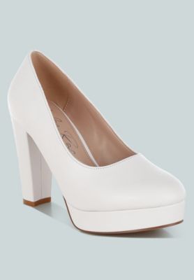 Womens Damsor Faux Leather Block Heel Pumps