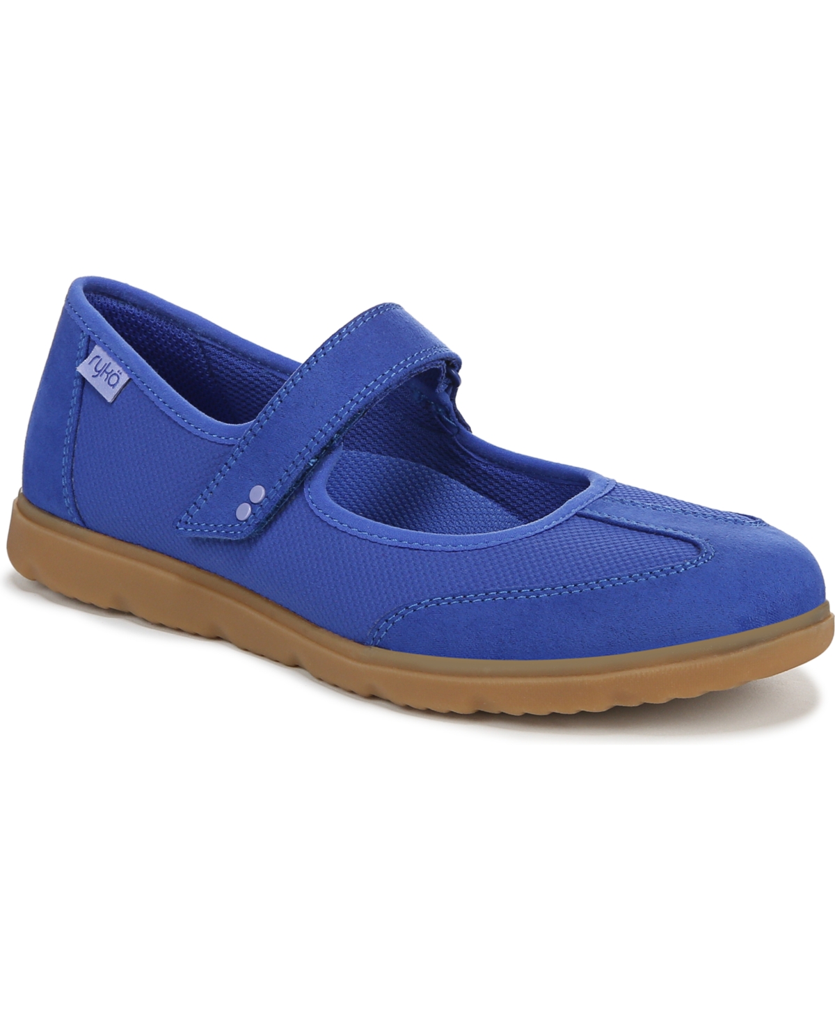 Women's Effortless Mary Jane Closed Round Toe Flats - Dazzling Blue Microfiber Fabric