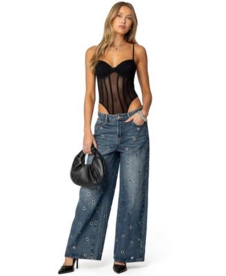 Womens Jenia Sheer Mesh Cupped Bodysuit