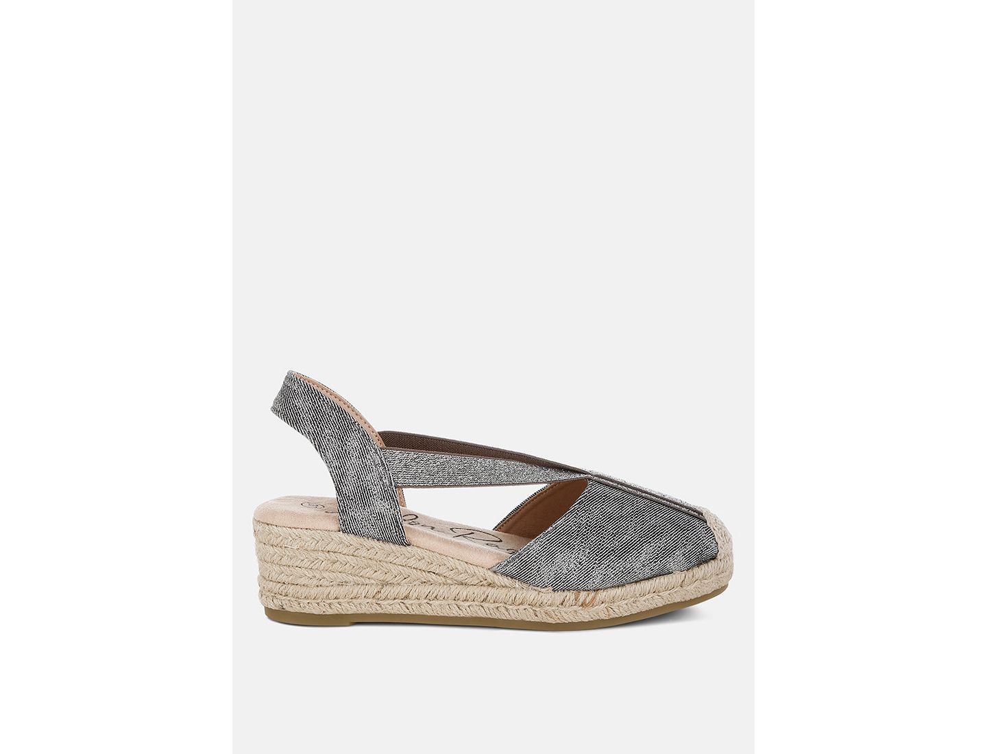 Женские сандалии London Rag Port Side Metallic Woven Espadrille Wedges, цвет: Чёрный джинсовая искусственная кожа — фото 2