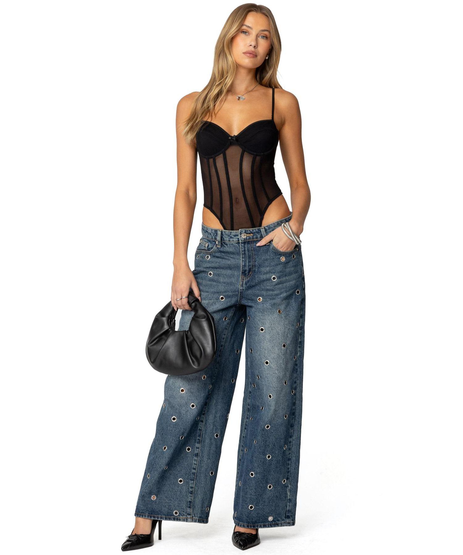 Women's Jainie Grommet Low Rise Jeans