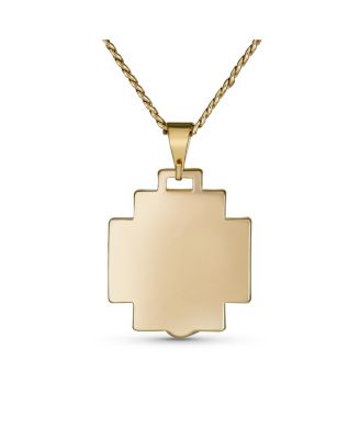 Yellow Gold Plated Pendant Necklace with Jesus Christ Cross Medallion