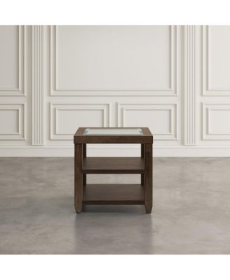 Urban Icon Contemporary Glass Inlay End Table with Storage, Merlot